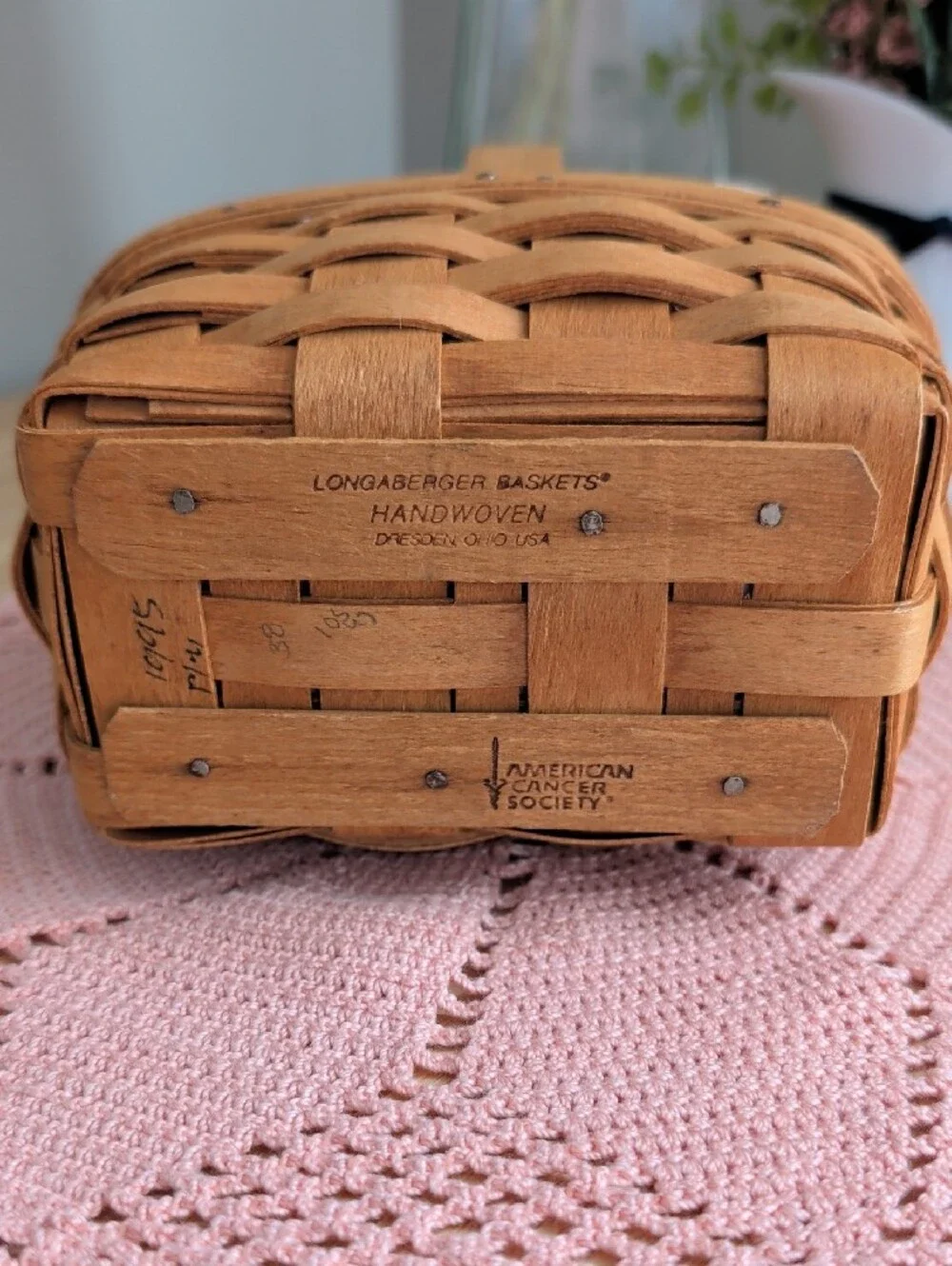 Longaberger Warm Brown Woven Basket with Cream Liner & Protector